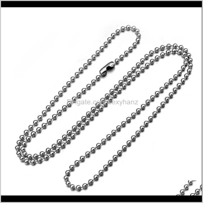 60cm stainless steel bead ball chains necklaces basic round bead stainless steel 3mm fashion chain hot