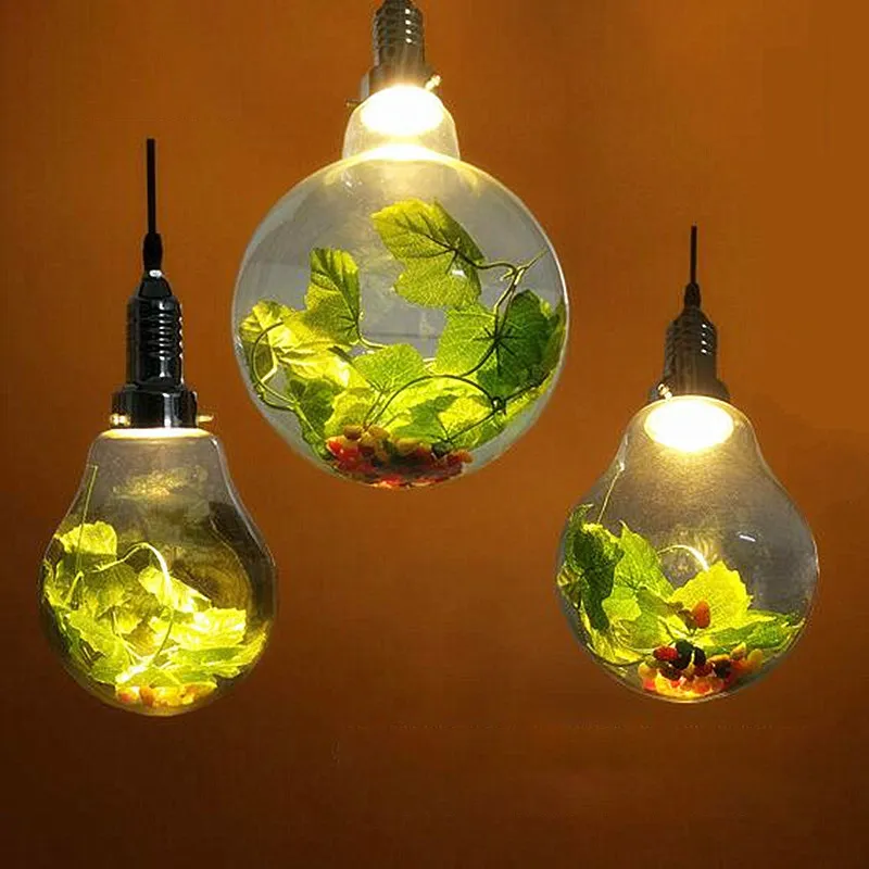 북유럽 커피 숍 차 좌석 유리 공장 성장 가벼운 큰 전구 LED 스포트라이트 식당 거실 목회 공 녹색 식물 샹들리에