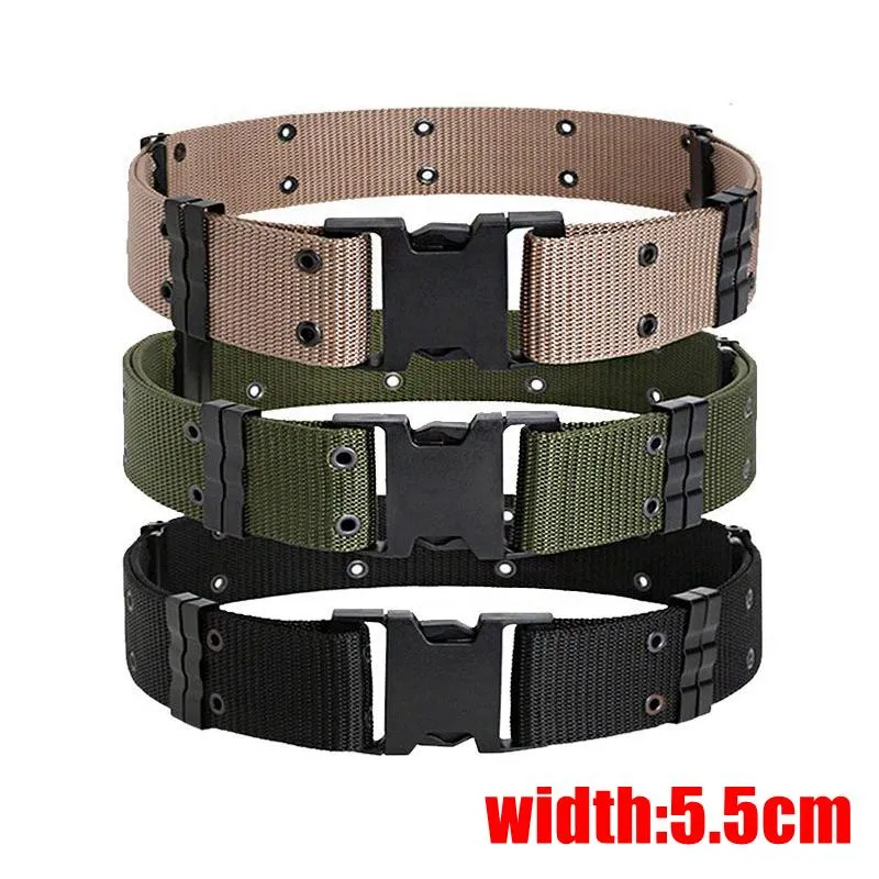 Supporto per la vita Cintura tattica in nylon larga 5,5 cm Esercito militare Caccia all'aperto Pesca Sport Sprots Cinture da allenamento Uomo