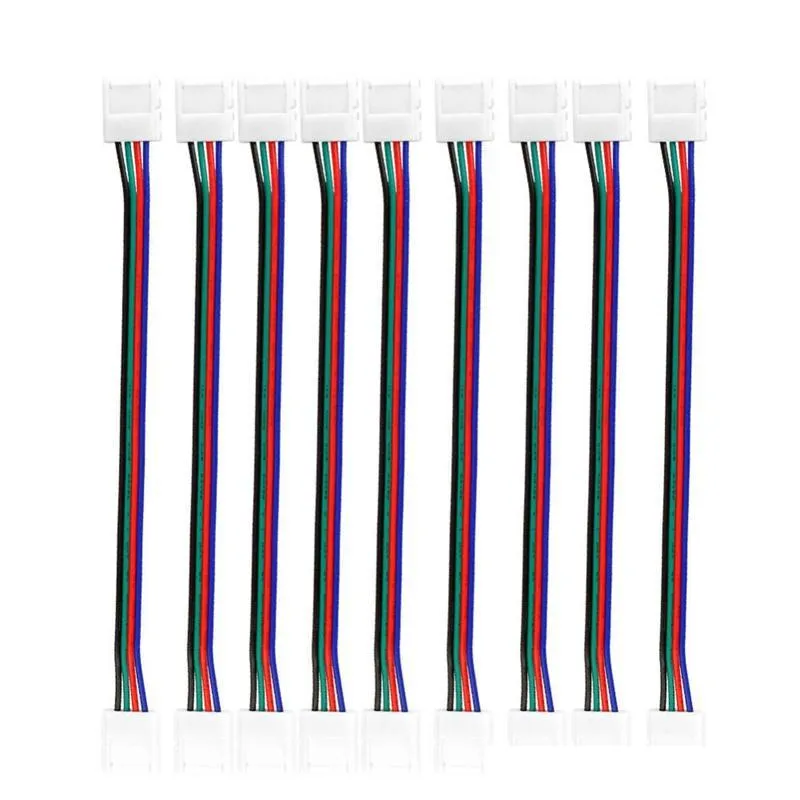 Conectores de luz de tira LED RGB 10mm 4pin sem cabo de solda PCB FIE