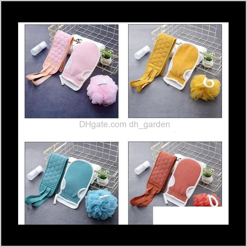 bathroom sets exfoliating long solid back strap bath shower brush massage spa sponge body brushes 4 colors sn2528