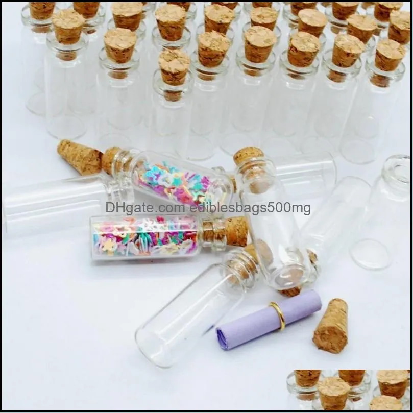 100 pcs 1.4ml Mini Bayonet Glass Bottles With Cork Transparent Wishing Bottles DY 12X28X6 mm Little Glass Jars Pendants