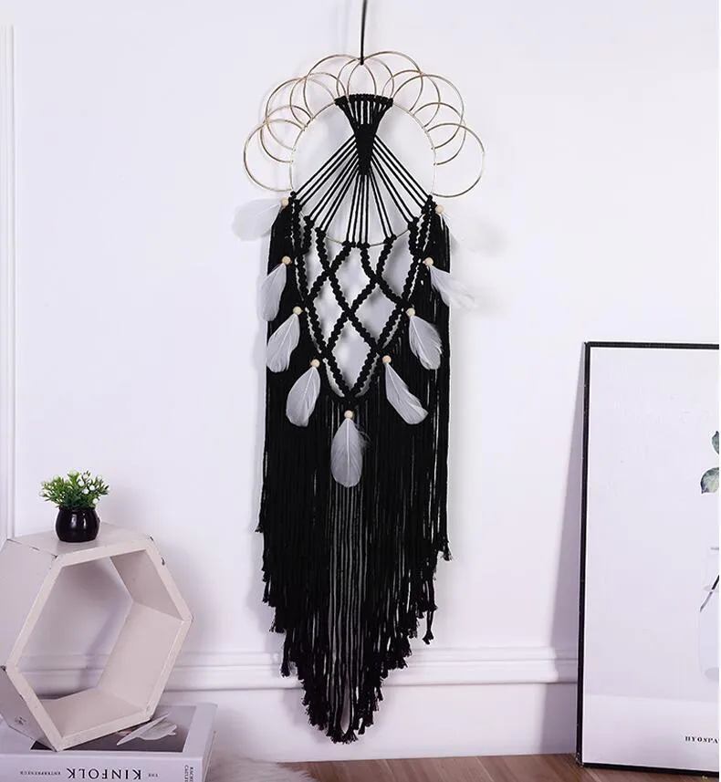 Dream Catchers for Bedroom Tassel Wall Hanging Blessing Gift Handmade Dreamcatchers Home Decor Feather Ornament Craft 3 Colors
