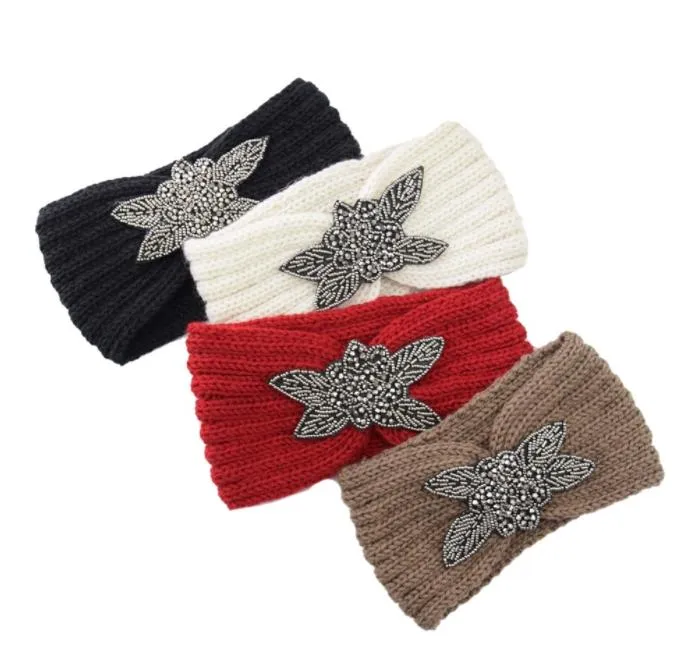 Party Favor Winter warm houden Vier bladeren breien hoofdband vrouwen wollen garen haarband buitenshuis sport haarband Yoga Head Bands SN3215