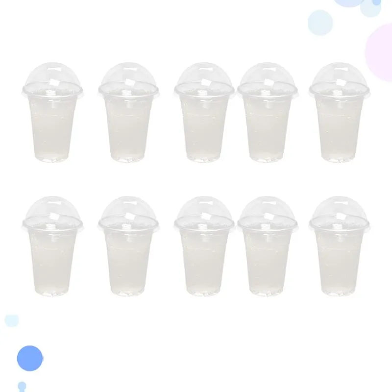 Copas pires de 100pcs 360ml plástico transparente descartável com tampas de cúpula de buraco para tampas de frutas de chá