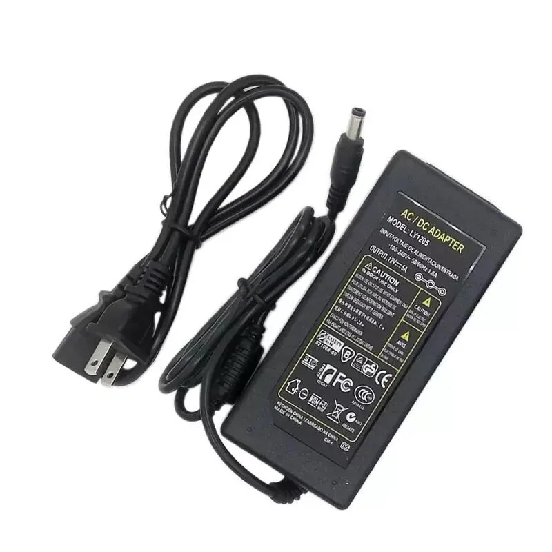 Trafo Güç Kaynağı LED Şerit Işık için 5630 5050 3528 SMD 100-240 V AC / DC 12 V 5A Adaptörü LED RGB Şerit Işık Için