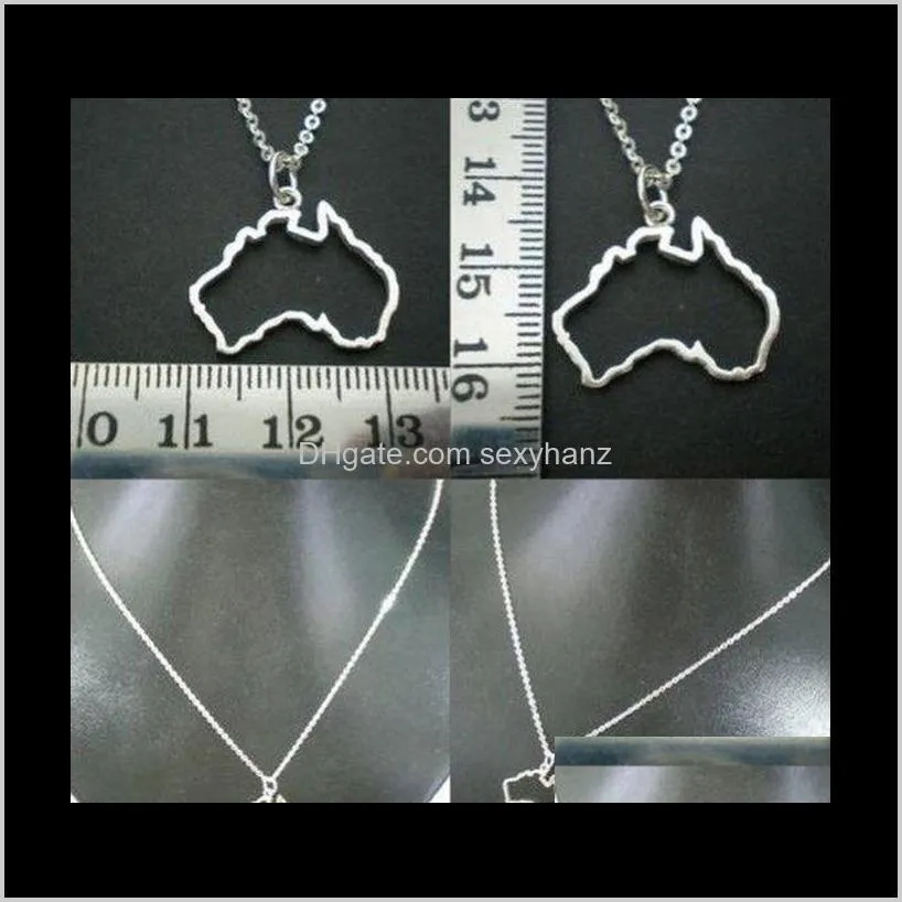 10pcs outline commonwealth of australia country map necklace simple adoption continent australian state sydney profile necklaces