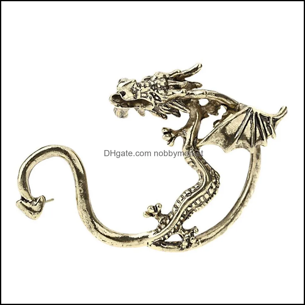 Vintage Gothic Personalized Dragon Ear Cuff For Women Punk Retro Clip on Earrings Fashion Jewelry Gift in Bulk