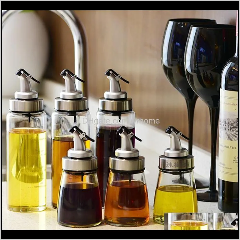 Glass Oil Pot Vegetable Olive Dispenser Bottles Container Kitchen Storage Cooking Barbecue Tools With Degree Scale & Jars