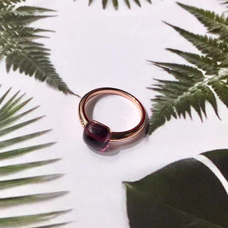 Colorful Faceted Square Crystal Nudo Ring With Micro Zircon