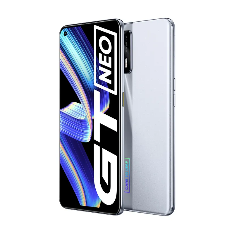 Téléphone portable d'origine Realme GT Neo 5G 8 Go de RAM 128 Go de ROM MTK Deminsty 1200 64.0MP 4500mAh Android 6.43 pouces AMOLED plein écran ID d'empreintes digitales visage NFC téléphone portable intelligent