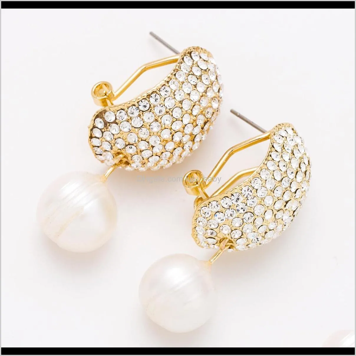 exquisite full diamond pearl earrings new alloy simple earring bohemia