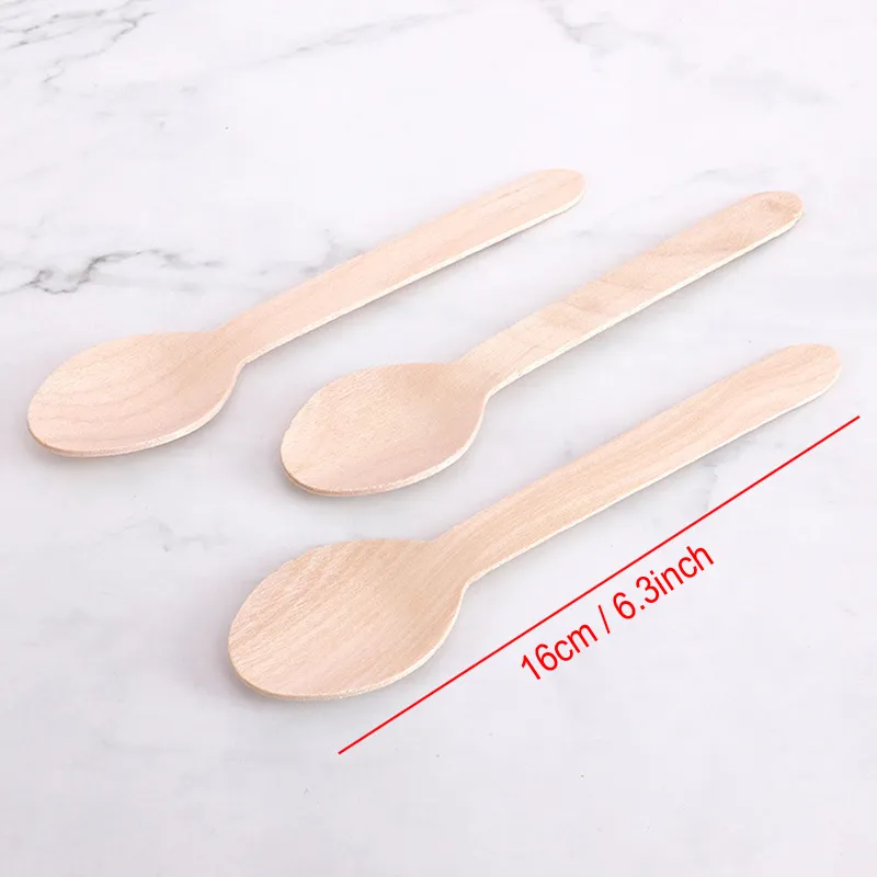 Posate in legno ecologiche usa e getta Stoviglie Cucchiaio Coltello Posate in legno Set Forchetta Coltelli Dessert Scoop Stoviglie per feste di nozze GGA5131