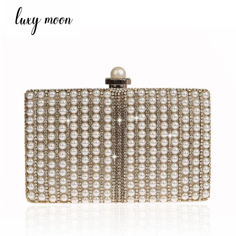 Luxy Moon Pearls evening clutches full dress embroidery wedding bride purse handbags