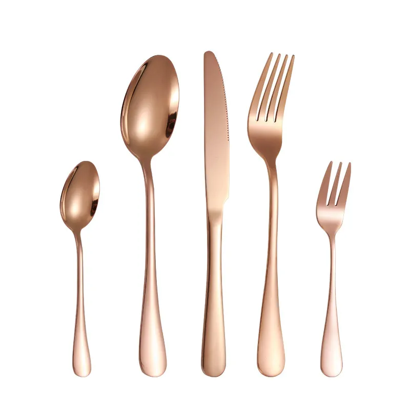 Set di posate per posate da matrimonio in oro rosa Set di stoviglie occidentali