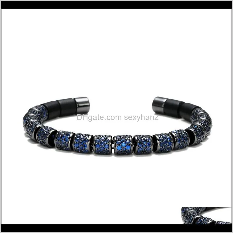 newbuy 2020 hot couple bracelets & bangles for women men luxury + cz beads bracelet stainless steel jewelry dropship
