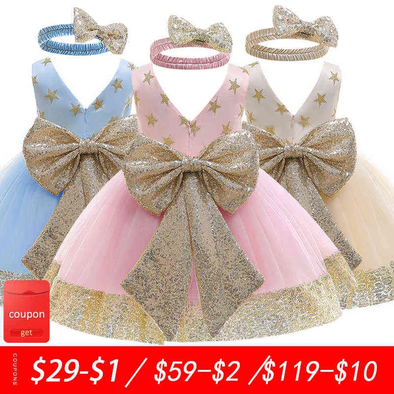 Dentelle arc robe filles princesse robe 1 2 3 4 5e anniversaire fête enfants vêtements broderie dos nu enfants robe de mariée G1129