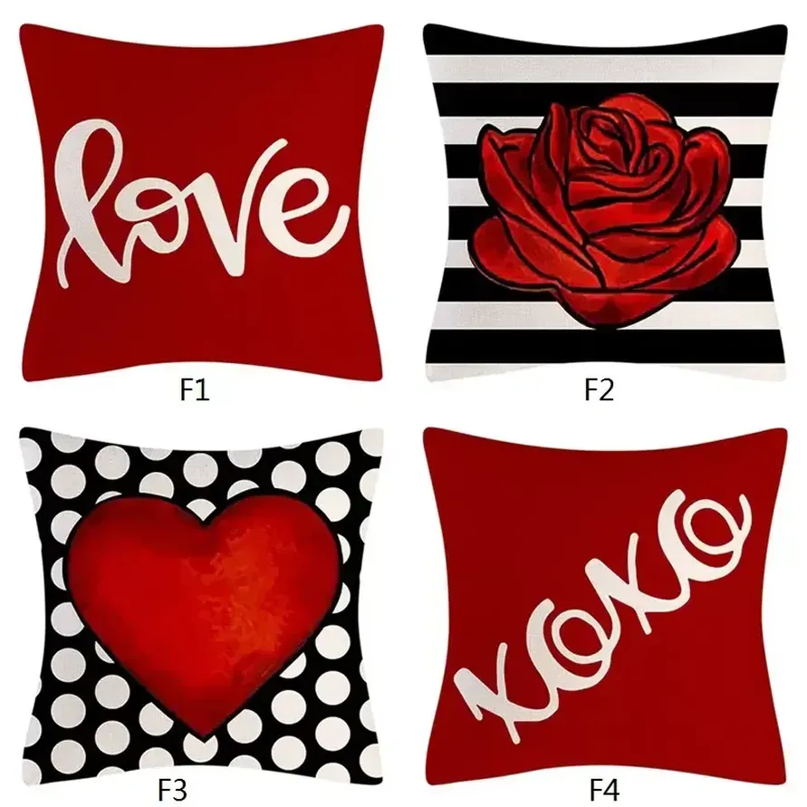 Valentijnsdag kussensloop 45 * 45 cm rood hart liefde patronen sofa couch auto lente home decor wht0228
