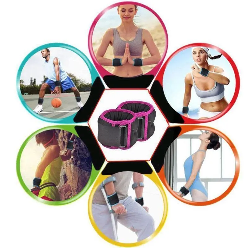 Supporto per caviglia 0,6 kg/paio Pesi da polso regolabili Cinghie per sacchi di sabbia in ferro con imbottitura in neoprene per esercizi Fitness Runni C3m1