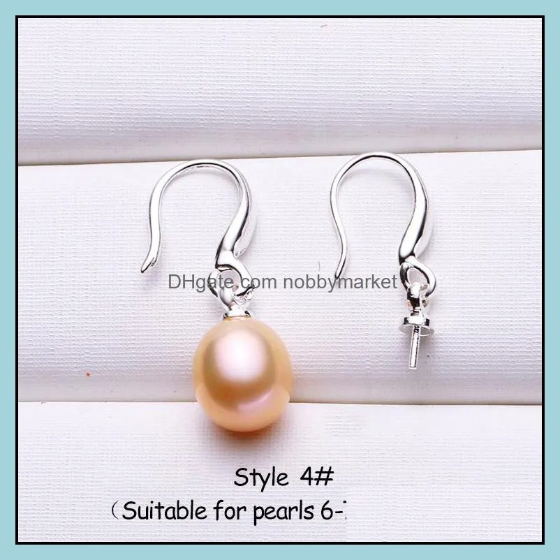 Pearl Earrings Settings 925 Sliver Stud Earring 16 Styles DIY Pearl Earring Jewelry Settings Suitable for Pearl 6mm and Above Christmas