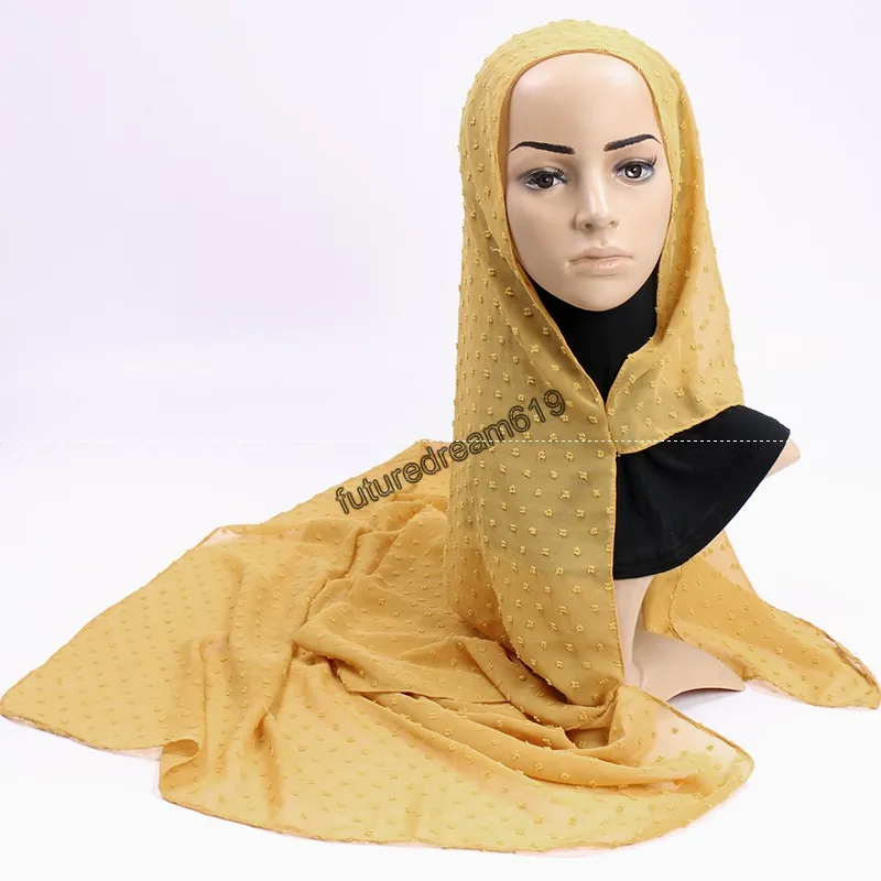 Femmes Plaine Mousseline Double Boucle Instant Hijab Mousseline Hijab Écharpe Musulman Châles Islamique Prêt à Porter Hijabs avec Tube 180*75cm