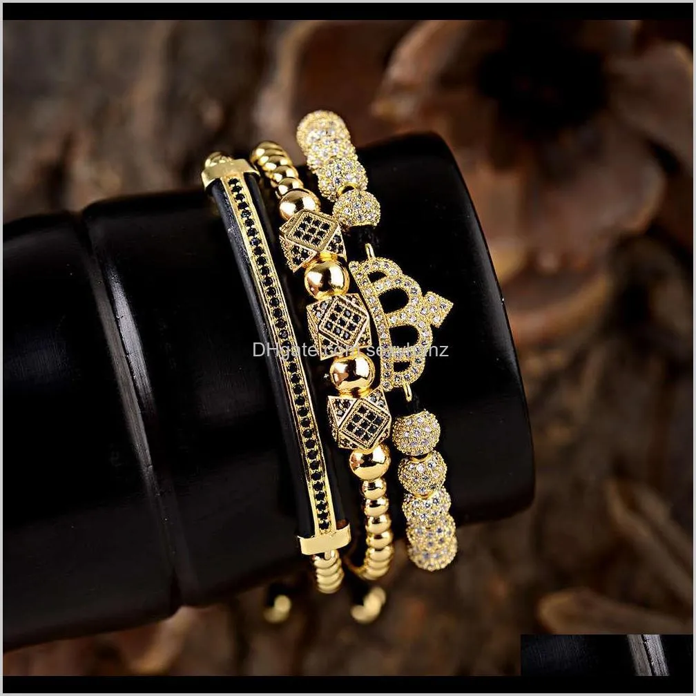 hot selling micro inlaid crown three piece set lovers bracelet