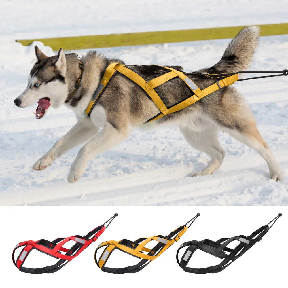 Dog Sled Harness Pet Weight Pulling Sledding Harness Mushing X Back Harness For Large Dogs Husky Canicross Skijoring Scootering 210712
