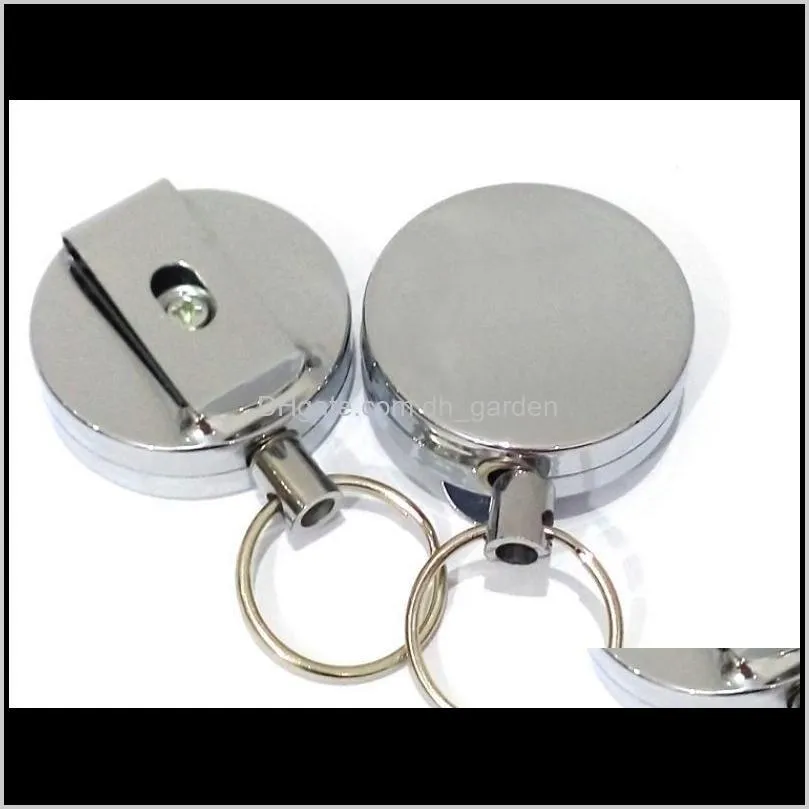 100pcs/lot fast shipping metal 60cm long retractable reel bus credit id card holder keyring keychain gift sn1354