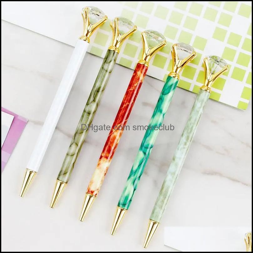 Ballpoint Pennen Schrijfbenodigdheden Office School Business Industrial Marbling Big Diamond Pen Crystal Briefpapier Bal Home Pakket Opp Zak Dr.