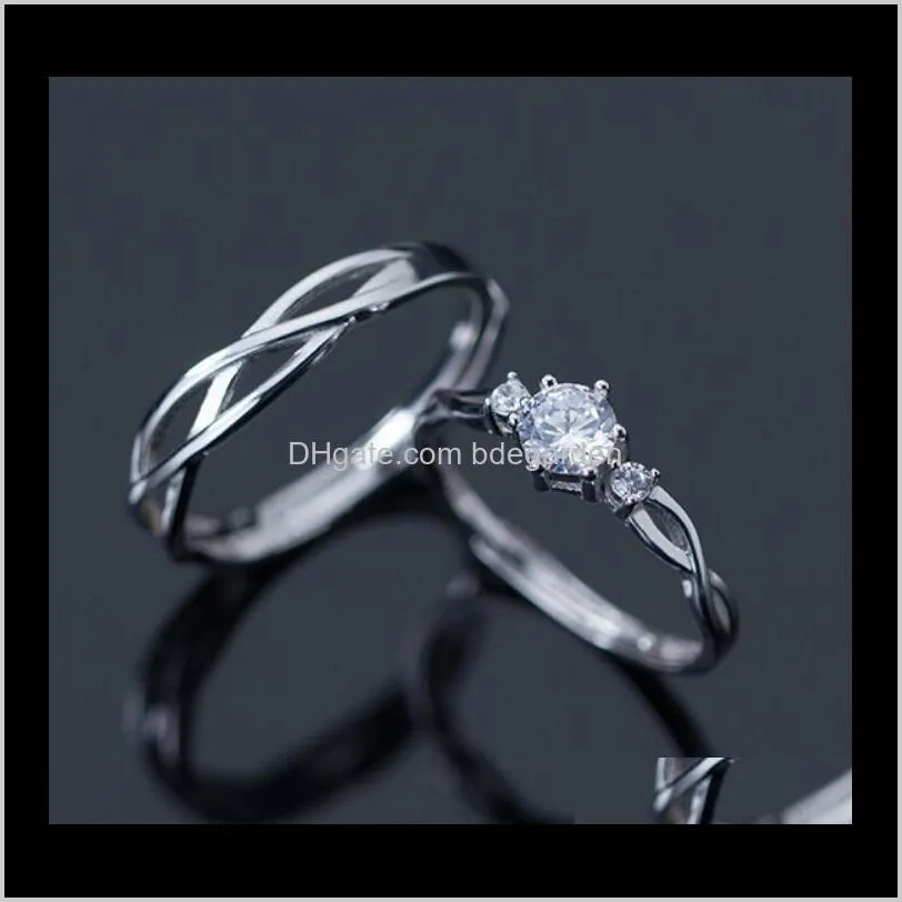 jewelry s925 sterling silver couple rings zircon line shape rings for couple hot fashion of shipping