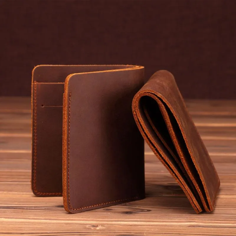 Cüzdan çılgın at deri erkekler retro el yapımı küçük çanta üst inek marka tasarımcısı minimalist cüzdan portomonee