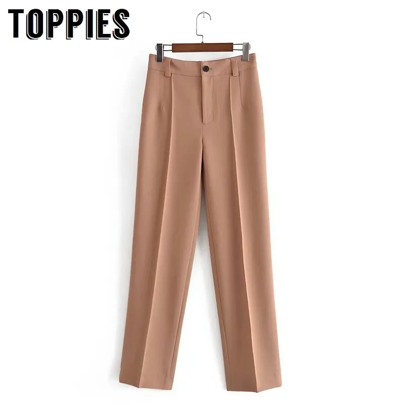 Toppies Damen Khaki Anzughose Frühling weiche lange Hose Damenhose 210412