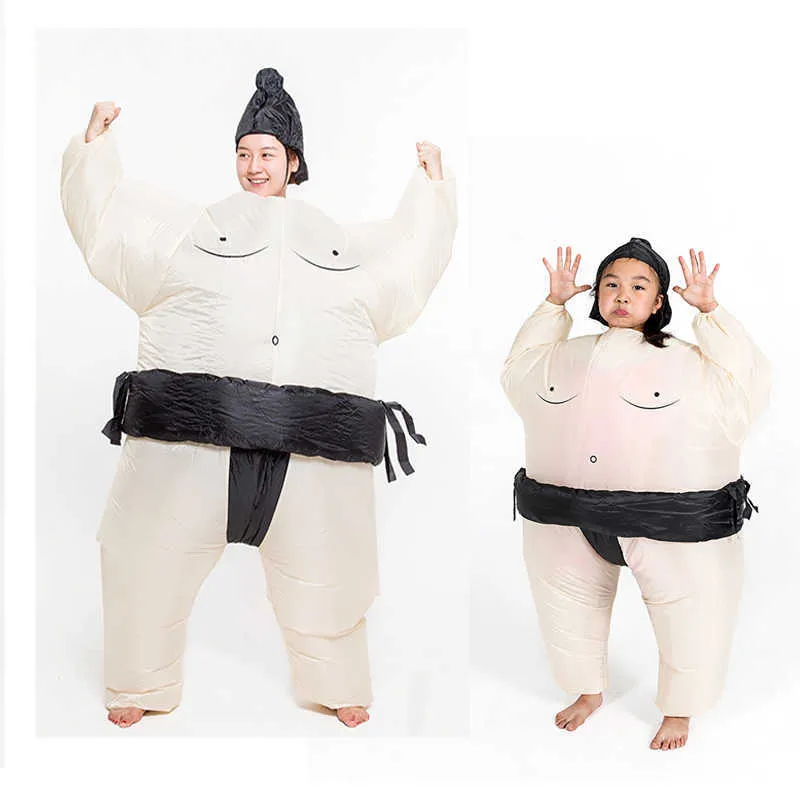 Costume gonfiabile di Sumo per bambini adulti Wrestling Abiti Cosplay Abiti Airblown Halloween Party Fancy Dress Blow Up Novetly Toys Q0910