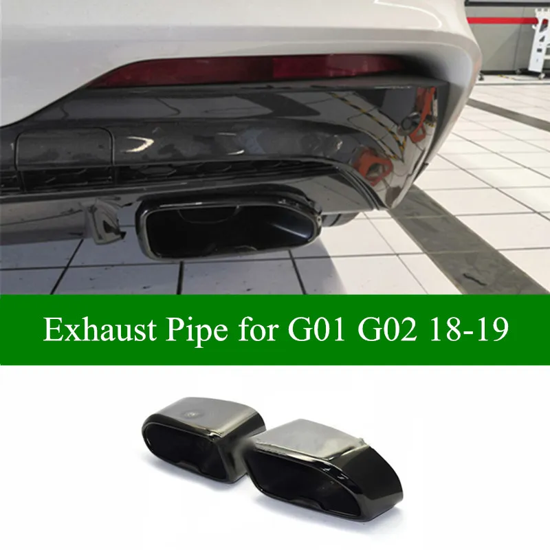 2 個角型排気管 BMW X3 X4 G01 G02 2018-2019 オリジナルスタイルステンレス鋼マフラーテールヒント