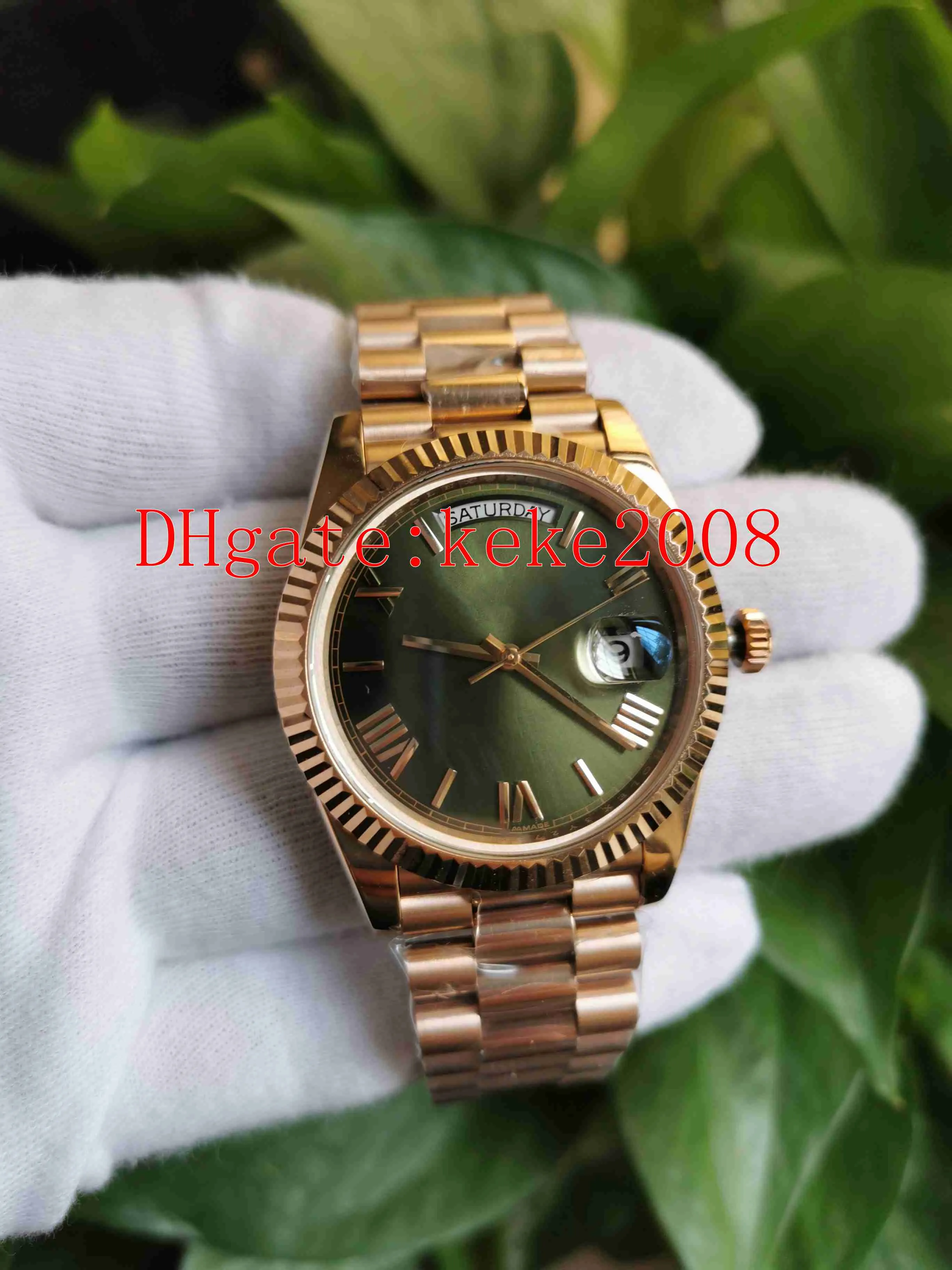 2 Kolor Najwyższej jakości Zegarek BF 40mm 228235 Rose Gold Green Dial Roman White Sapphire Glass 2813 Ruch Mechaniczne Automatyczne Zegarki Mens