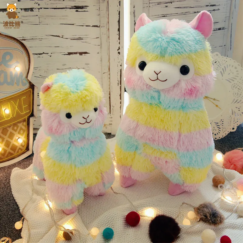 Regenbogen Alpaka Plüsch Spielzeug Vicugna Pacos Kawaii Weiche Alpacasso Schafe Lama Stofftier Spielzeug Geschenk für Kinder Dropship