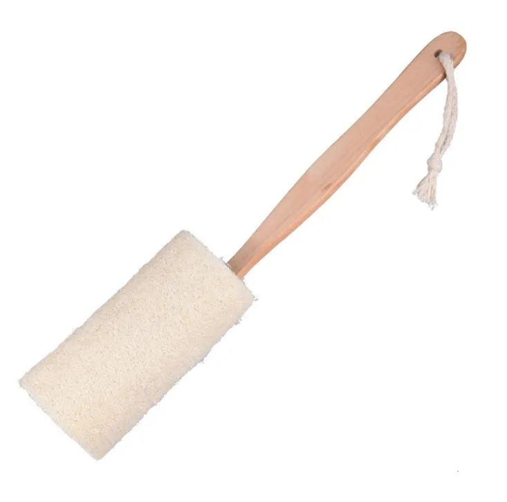 Natural Loofah Bath Brush with Long Wood Handle Exfoliating Dry Skin Shower Body Scrubber Spa Massager SN3197