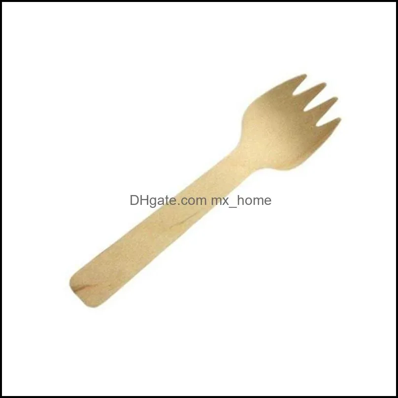 Forks Disposable 100Pcs Party Dessert Utensils Tableware Wooden Fork Flatware Wood Cutlery Pitchfork W9XQ