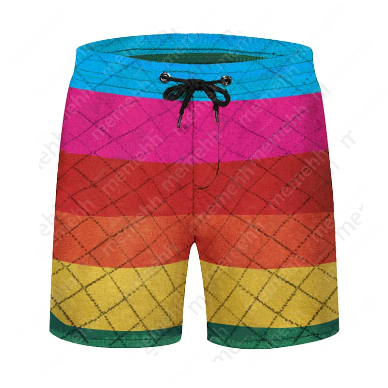 Regnbåge mens kort sommar designer casual brev tryckta färg beskurna byxor andningsbara sport shorts par strand bär m-3xl