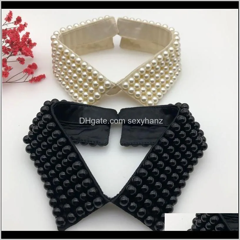 women handmade beading faux pearls layers bib lapel fake collar necklace choker women qyliso