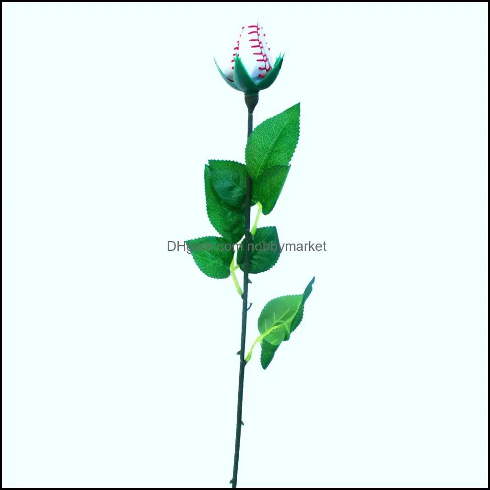 American White Leather Red Stitching Sew Roses Congratulations to Your Graduates Possessing Genuine Softball Features Rose Gifts