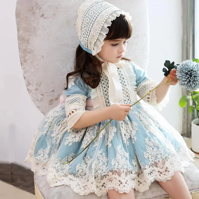 Abbigliamento per bambini personalizzato di fascia alta Abito da principessa ragazze Abito da principessa infantile spagnolo di lusso 3 pezzi vestito