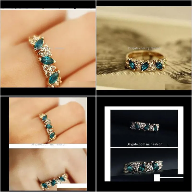 emerald fashion sweet new flash diamond ring japan and south korea shipping