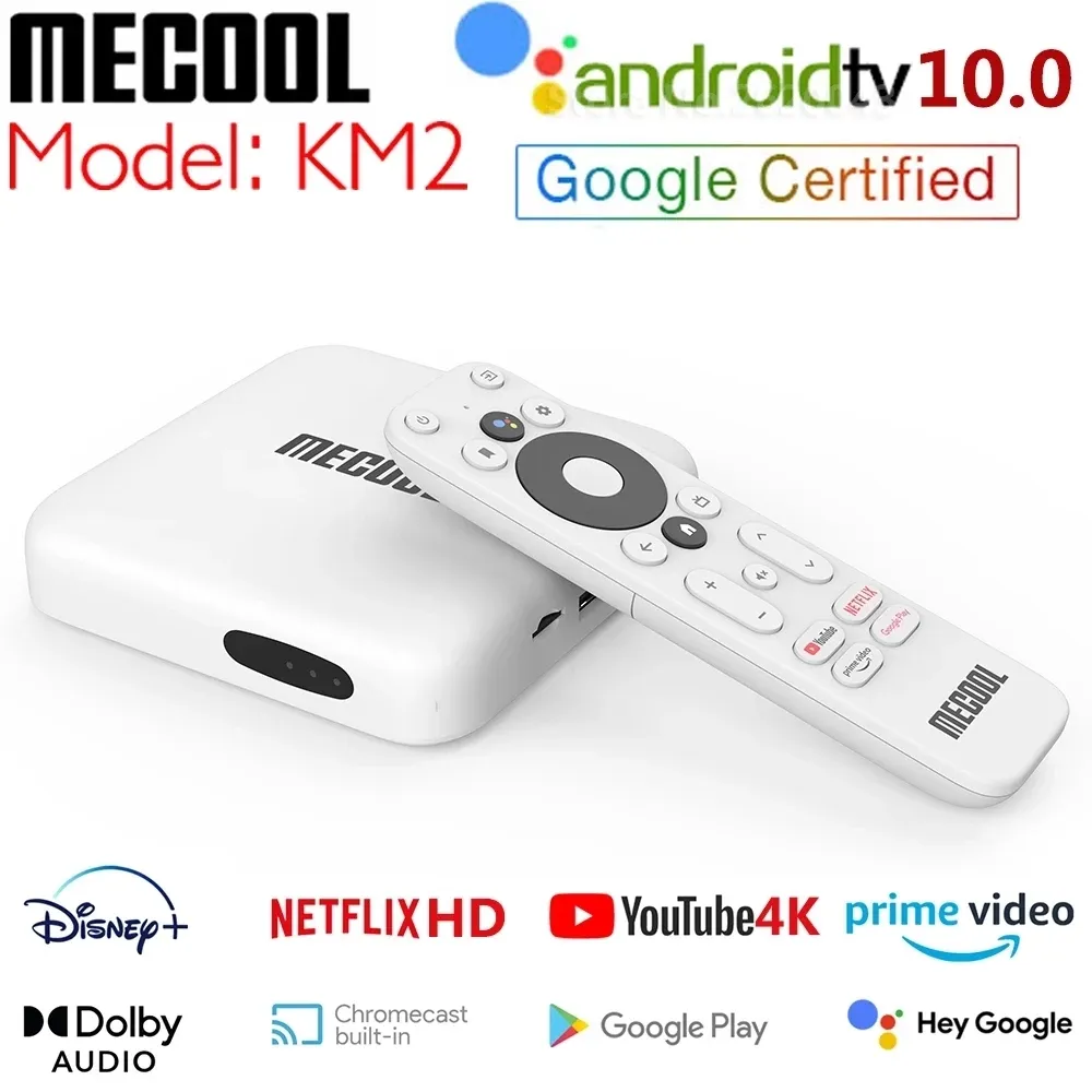 Mecool KM2 Netflix TV Box Android 10 Google Сертифицированный 2 ГБ ОЗУ 4K DOLBY USB3.0 SPDIF BT4.2 Dual WiFi Prime Video Set Top Box