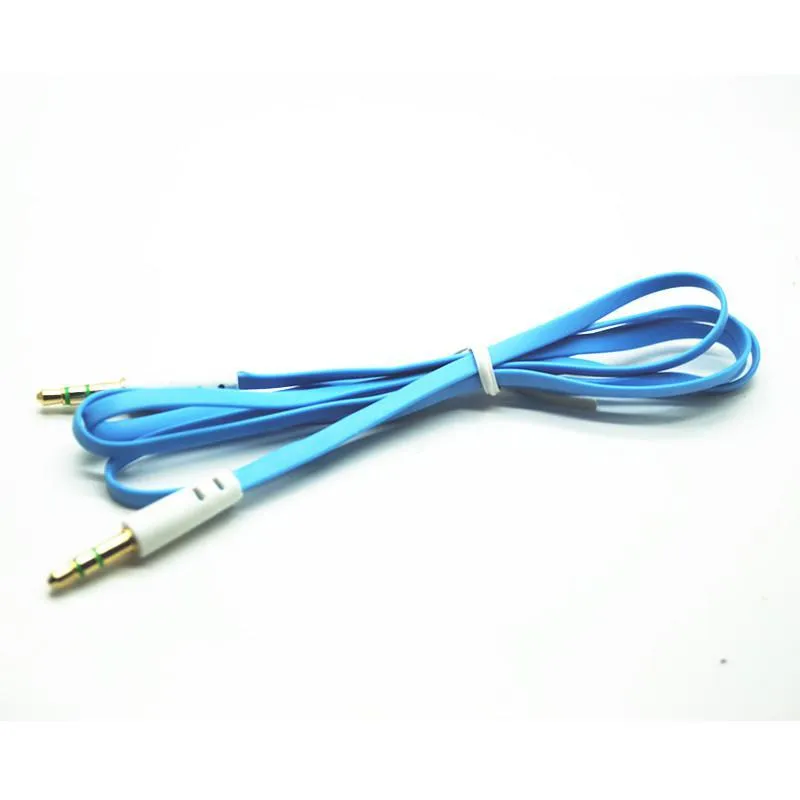 Hot selling Colorful 3.5MM Audio Cable Flat Aux Car Audio Cable for sony for Mobile Phones for MP3 /MP4 smartphone PSP