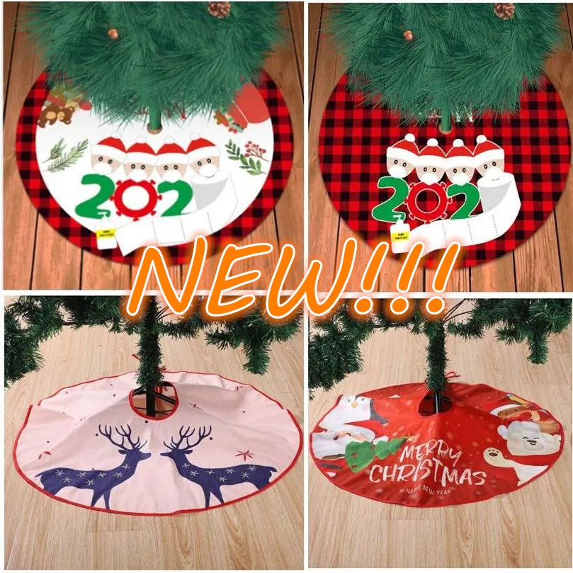 Neue Weihnachtsbaumrock für Familie von 4 mit Gesichtsmaske Sackleinen Weihnachtsbaum Dekoration Hand Sanitized Home Weihnachten Dekor Großhandel