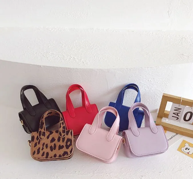 Petit sac imprimé léopard pour fille, sac à main rétro pour enfants, sacs à bandoulière de couleur, fourniture d'usine