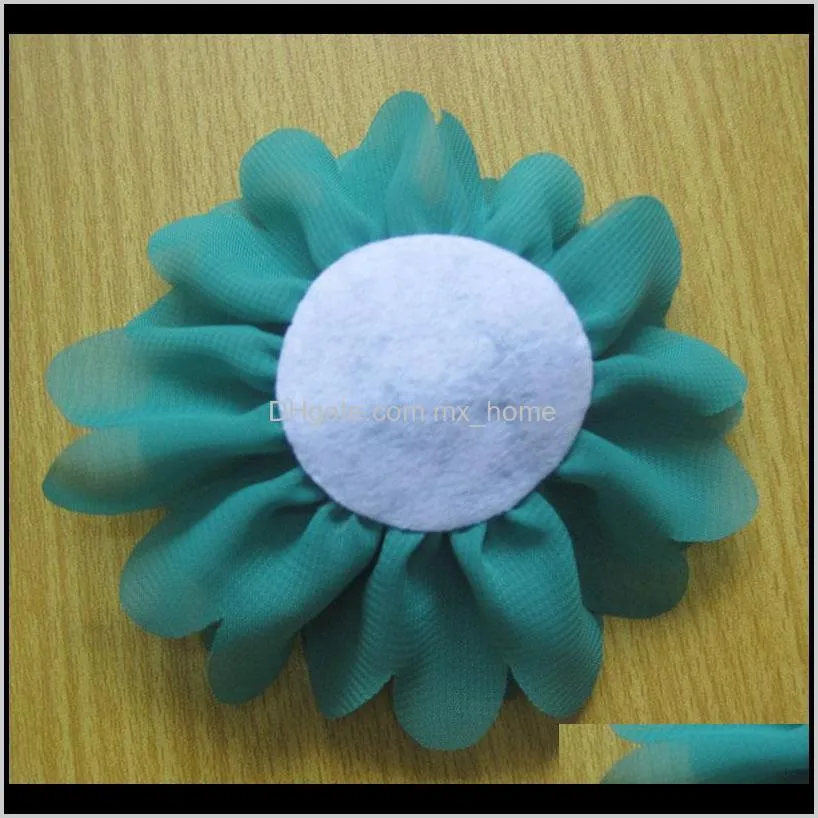 hot sale chiffon flowers flatback for baby kids headbands fluffy fabric flowers for hair clips hair accessories