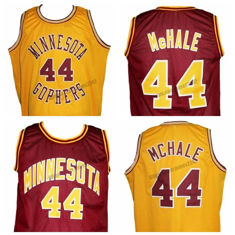 Custom Kevin McHale #44 Minnesota Gophers College Basketball Trikot Herren Ed Yellow Wine Rot jede Namensnummer Größe S-4xl Weste Trikots
