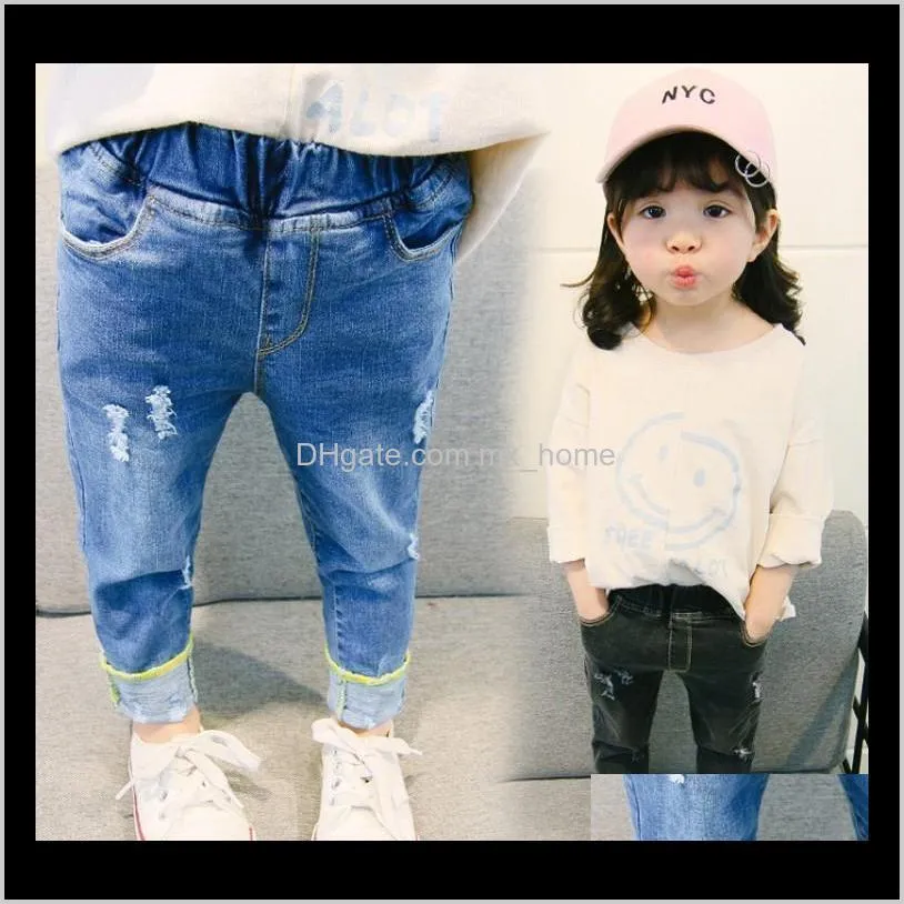 3 styles new baby girl solid ripped jeans girls comfortable denin pants children trousers for 18m-6t